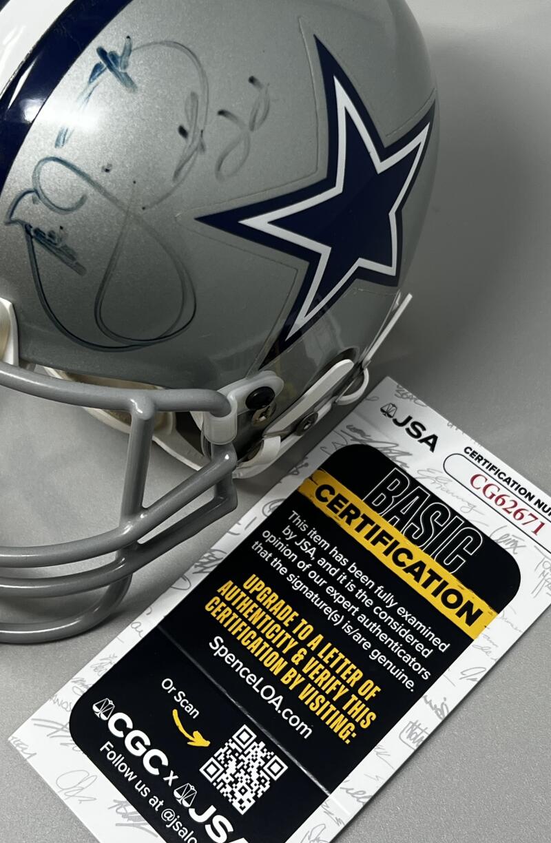 Emmitt Smith Dallas Cowboys Autograph Signed Mini Helmet JSA Authentic Image 3