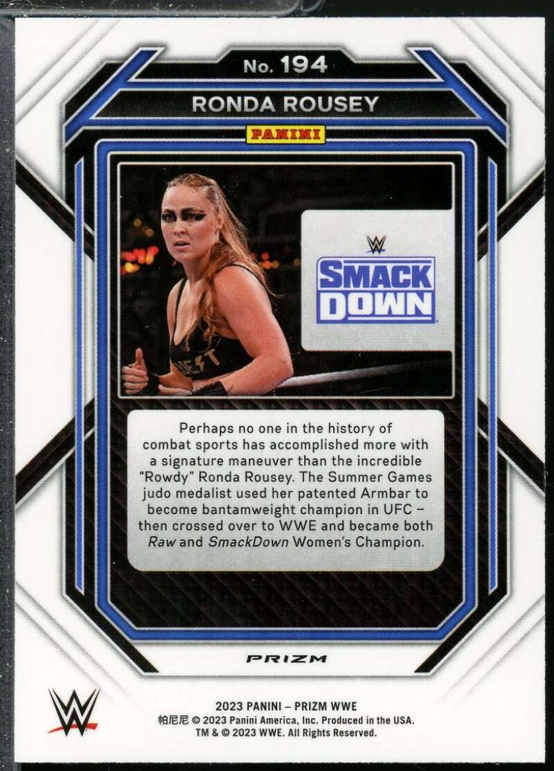 Ronda Rousey Card 2023 Panini Prizm WWE Ice #194  Image 2