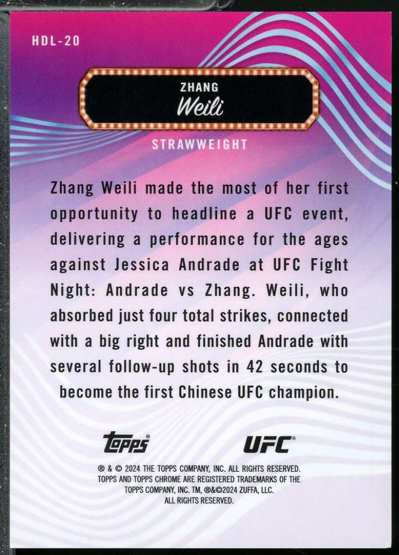 Zhang Weili Card 2024 Finest UFC Headliners Gold Refractors /50 #HDL20  Image 2