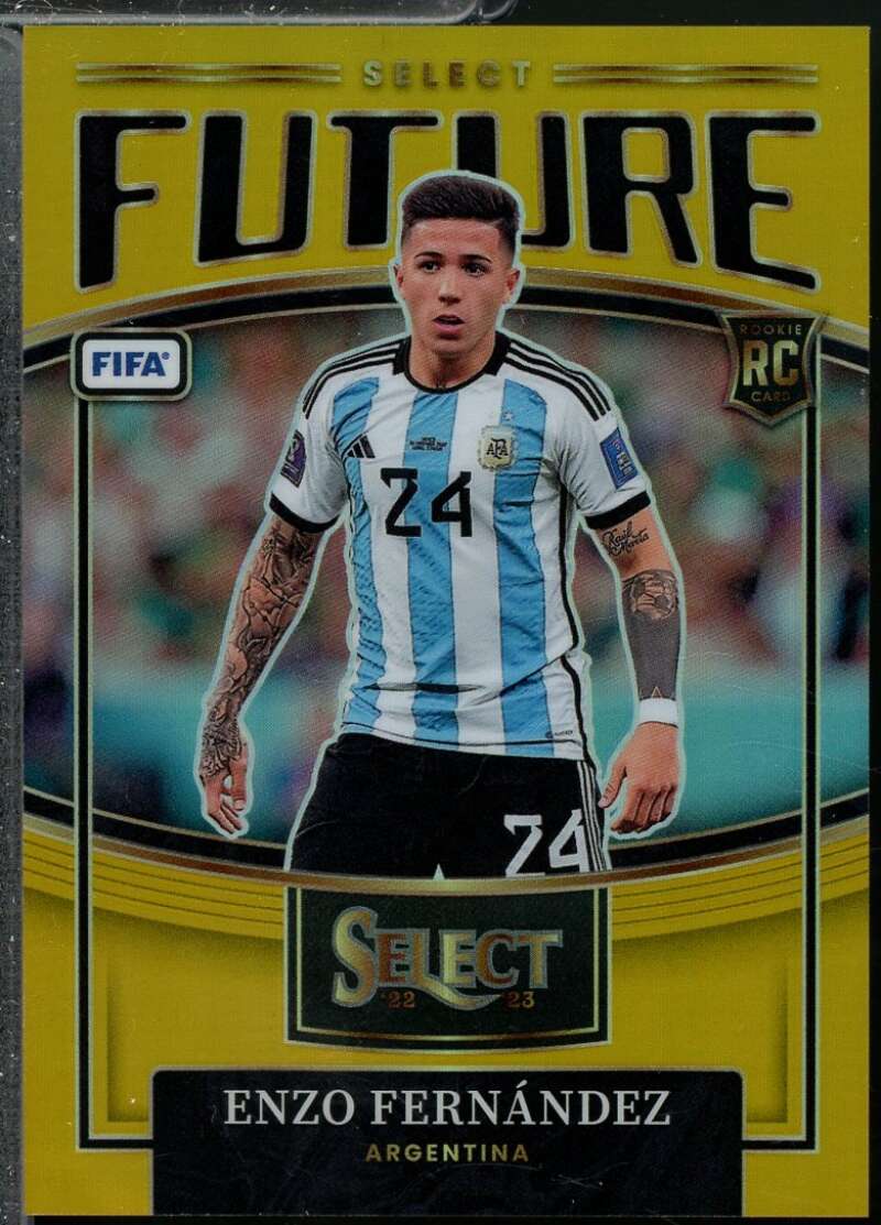 Enzo Fernandez Rookie Card 2022-23 Select FIFA Future Gold #21  Image 1