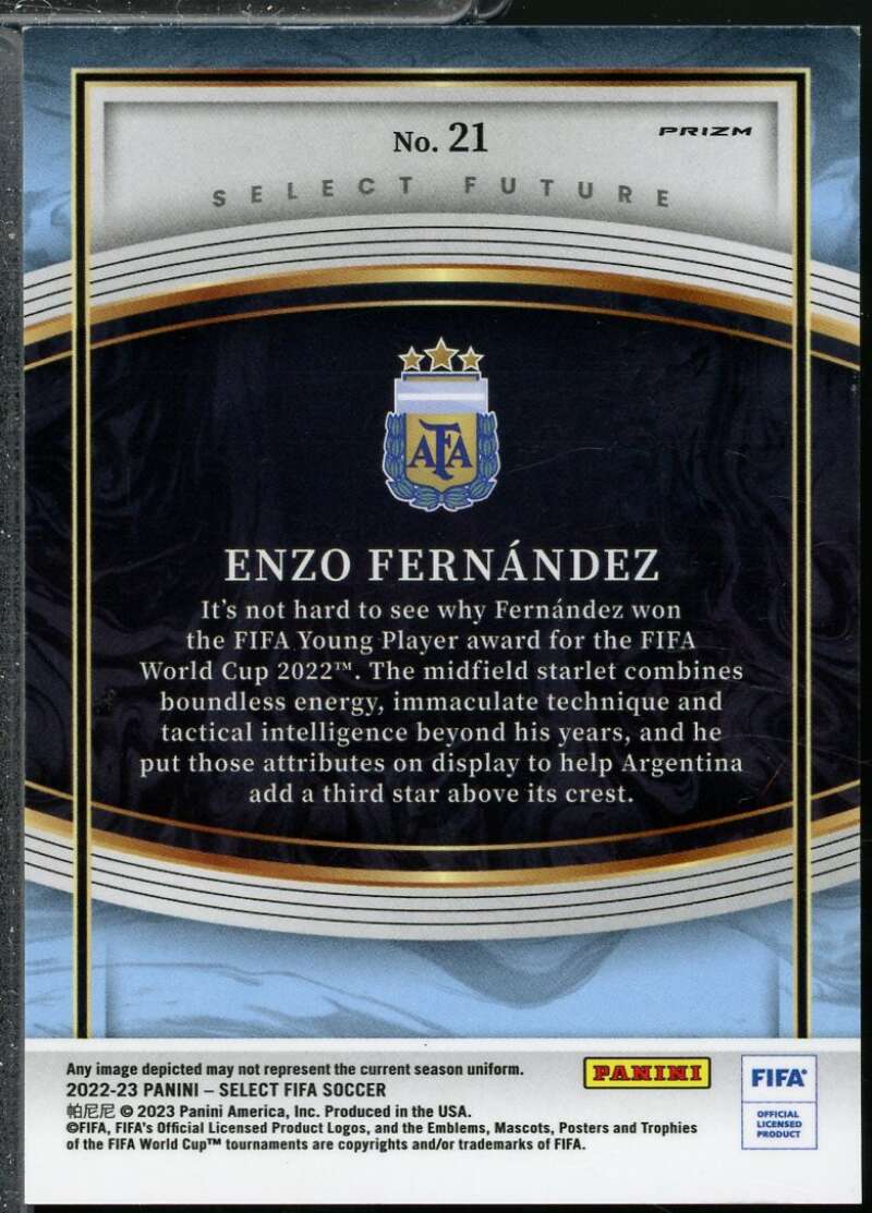 Enzo Fernandez Rookie Card 2022-23 Select FIFA Future Gold #21  Image 2