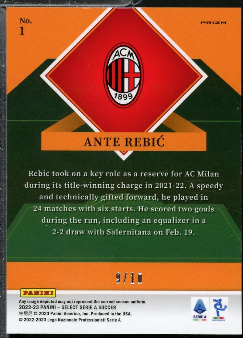 Ante Rebic Card 2022-23 Select Serie A Stars Gold /10 #1  Image 2