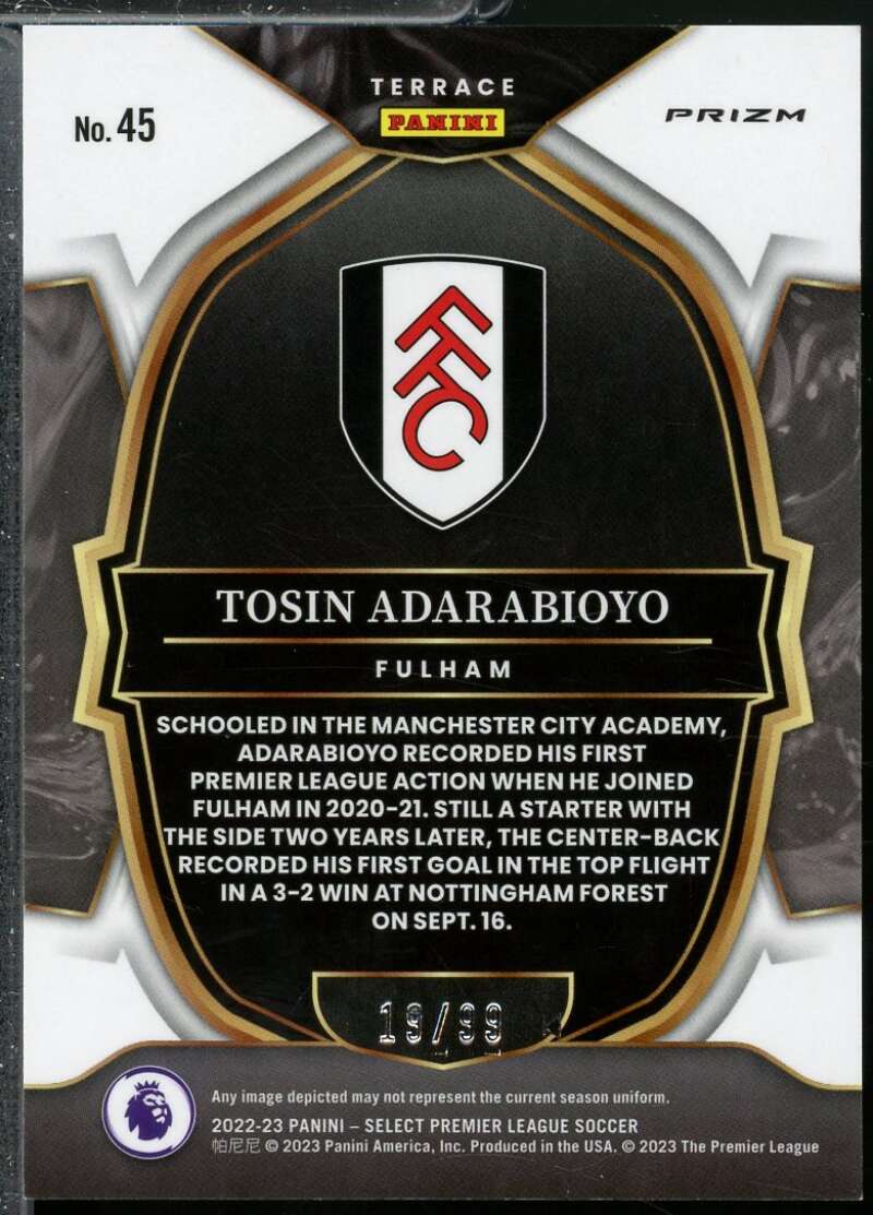 Tosin Adarabioyo Card 2022-23 Select English Premier League Orange /99 #45  Image 2