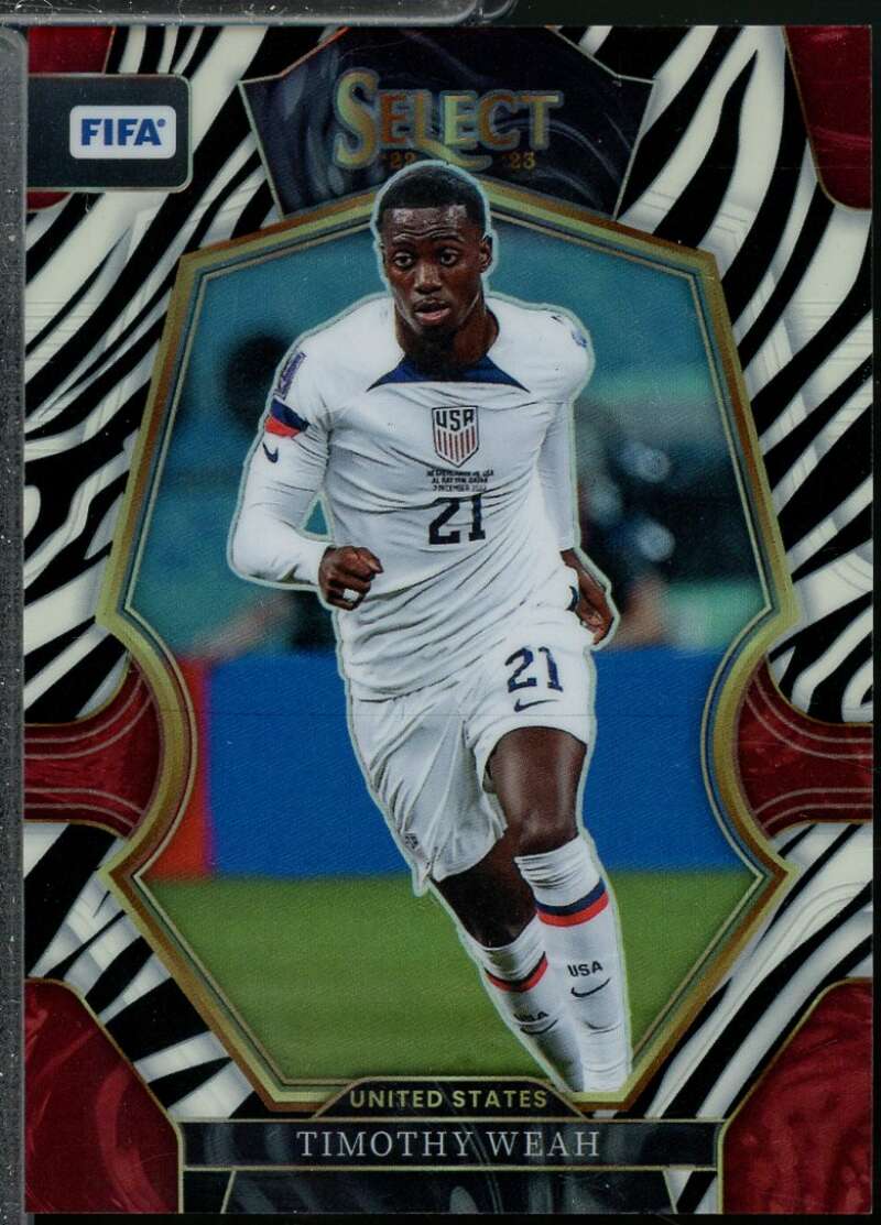 Timothy Weah Card 2022-23 Select FIFA Zebra #186  Image 1
