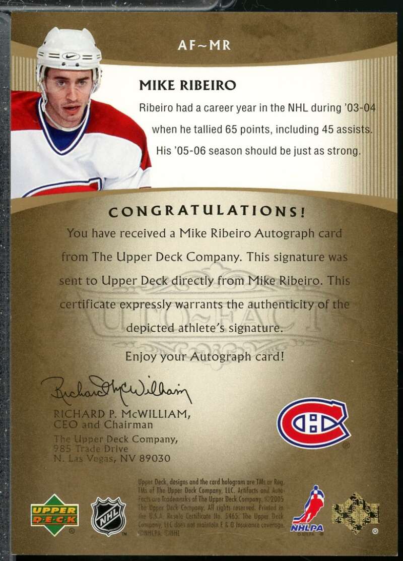 Mike Ribeiro Card 2005-06 Artifacts Autofacts Autograph /100 #AFMR  Image 2
