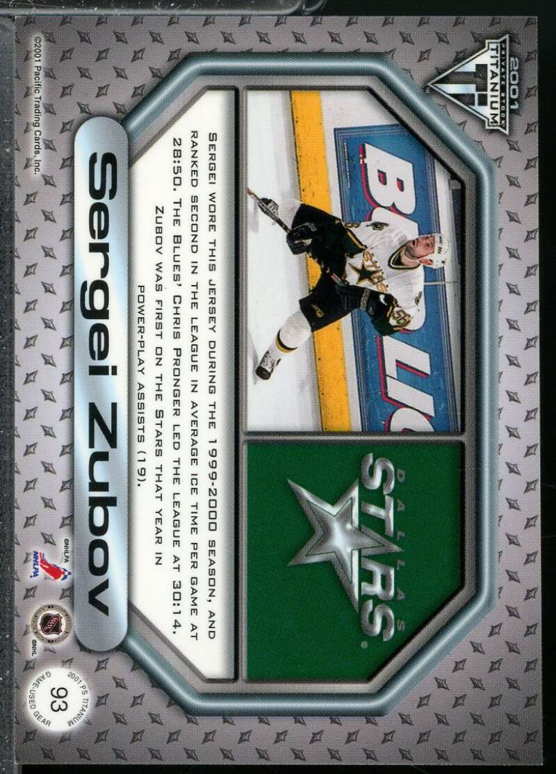 Sergei Zubov Card 2000-01 Titanium Game Gear Jersey Patches /400 #93  Image 2