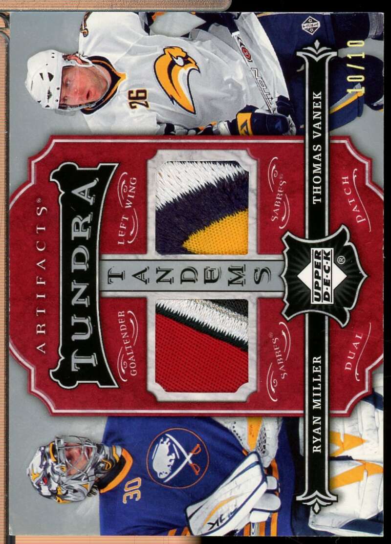 Ryan Miller Thomas Vanek 2007-08 Artifacts Tundra Tandems Jersey Silver /10 #MV  Image 1