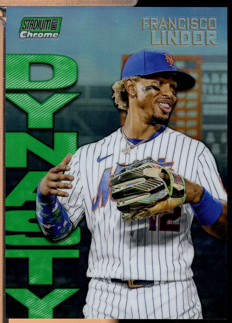 Francisco Lindor 2022 Stadium Club Chrome Dynasty Destiny Green Refractor 99 8A  Image 1