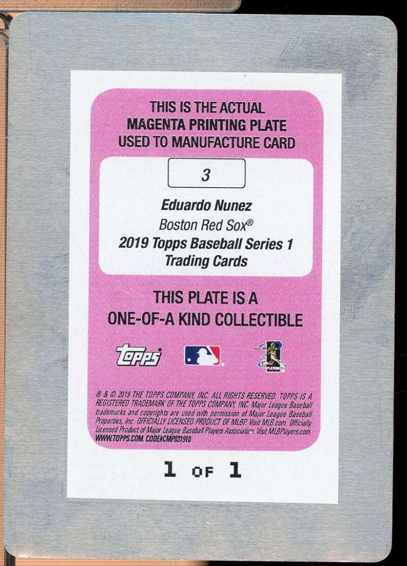 Eduardo Nunez 2019 Topps World Series Highlights Printing Plates Magenta 1/1 #3  Image 2