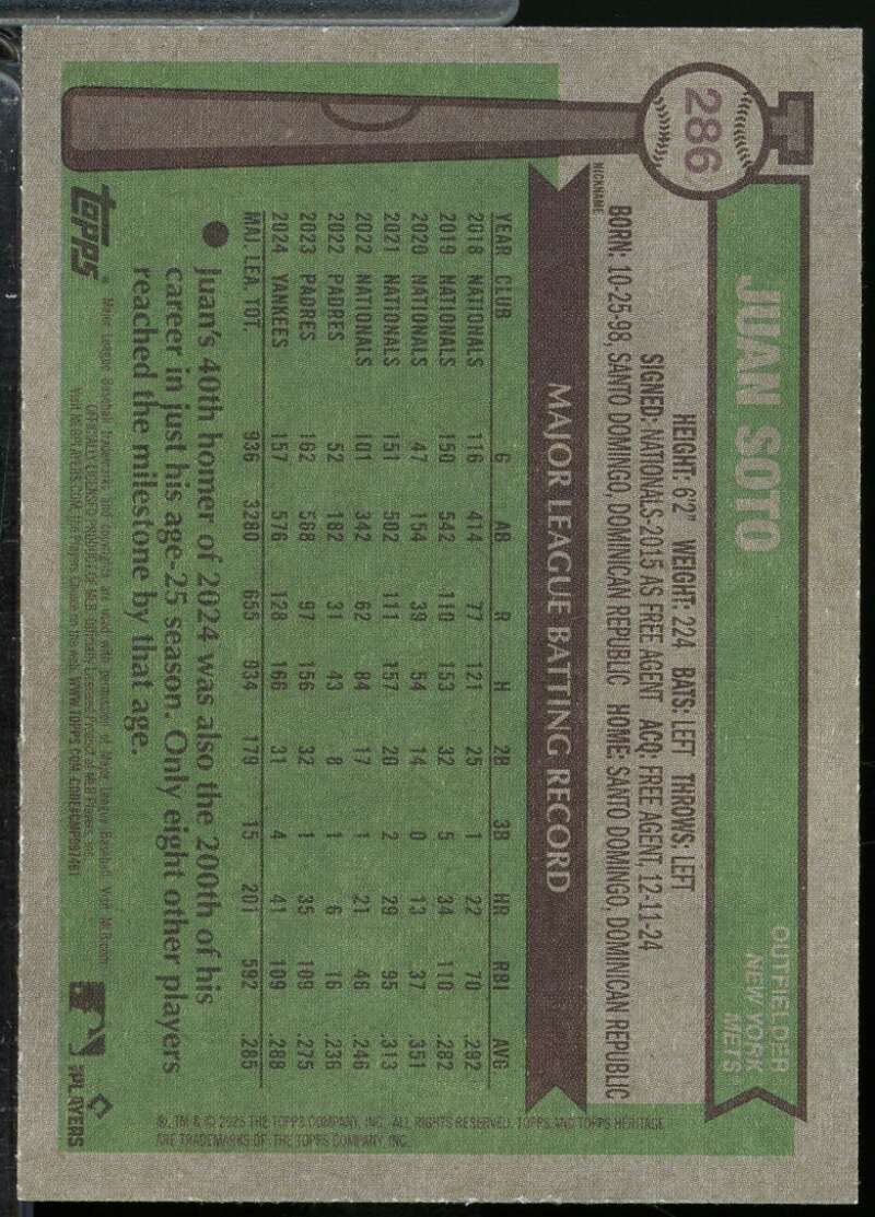 Juan Soto "Childish Bambino" Card 2025 Topps Heritage Nickname Variations #286  Image 2