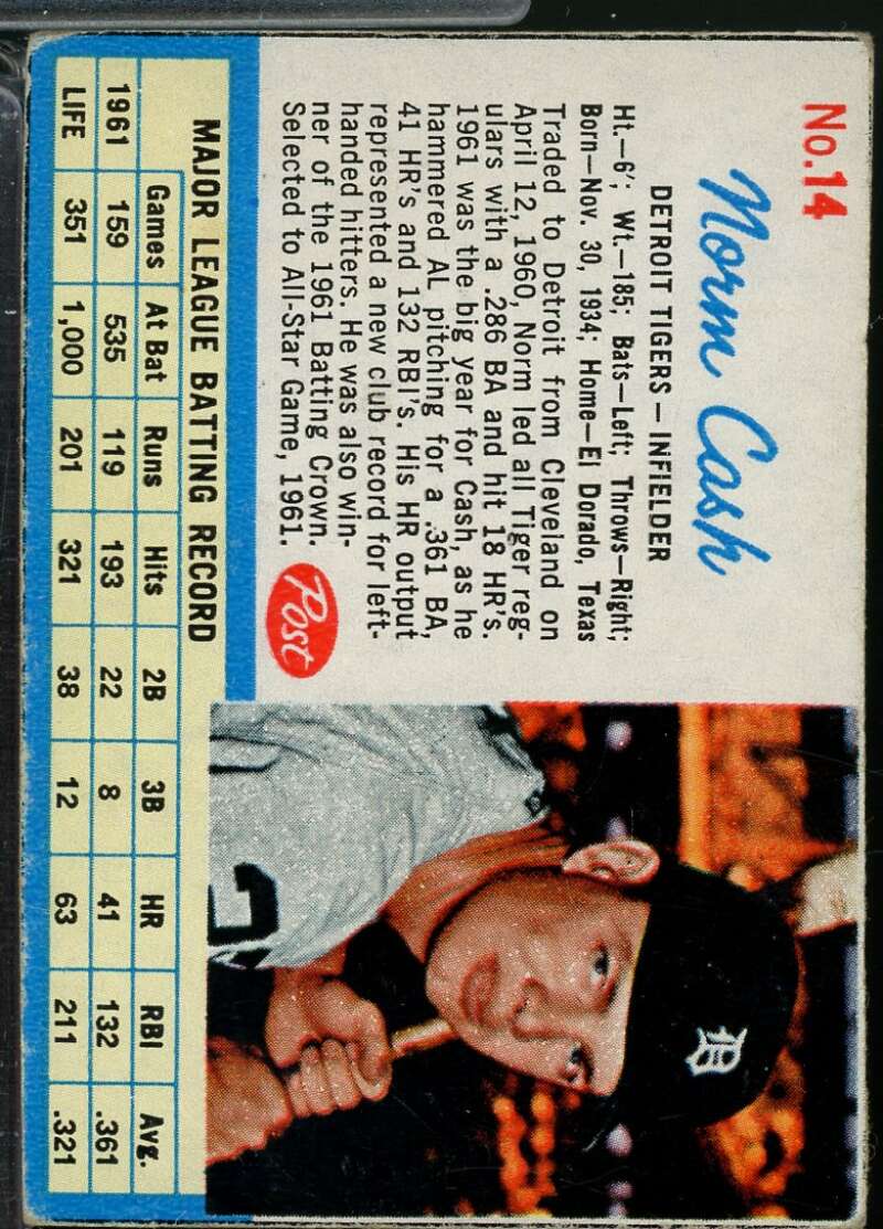 Norm Cash Card 1962 Post #14  Image 1