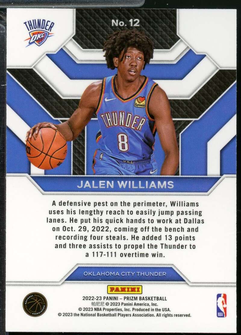 Jalen Williams Rookie Card 2022-23 Panini Prizm Emergent #12  Image 2