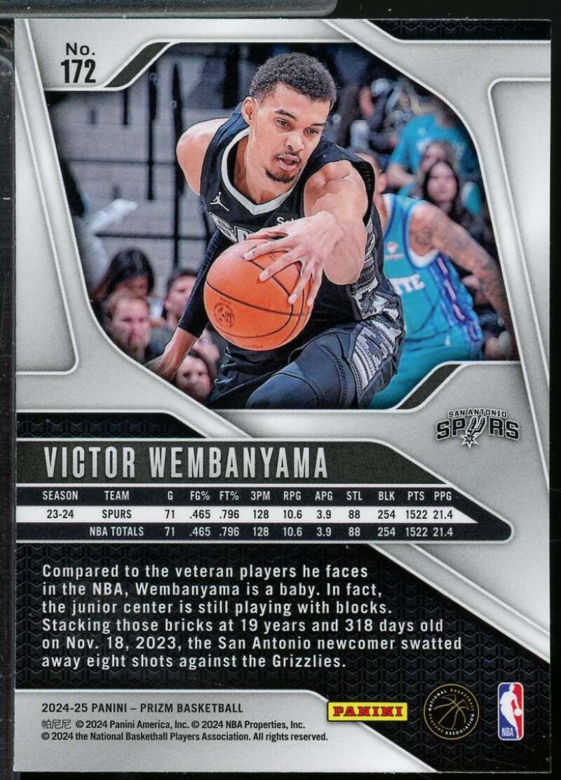 Victor Wembanyama Card 2024-25 Panini Prizm #172  Image 2