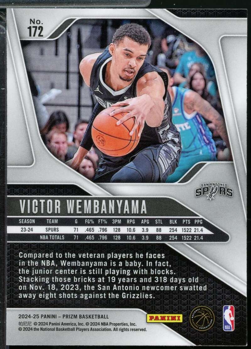 Victor Wembanyama Card 2024-25 Panini Prizm #172  Image 2