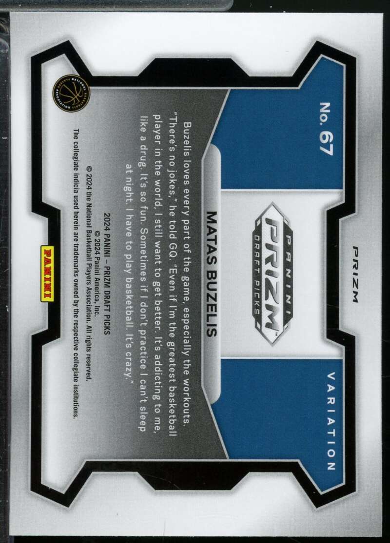 Matas Buzelis Rookie Card 2024-25 Panini Prizm Draft Picks Variation Green #67  Image 2