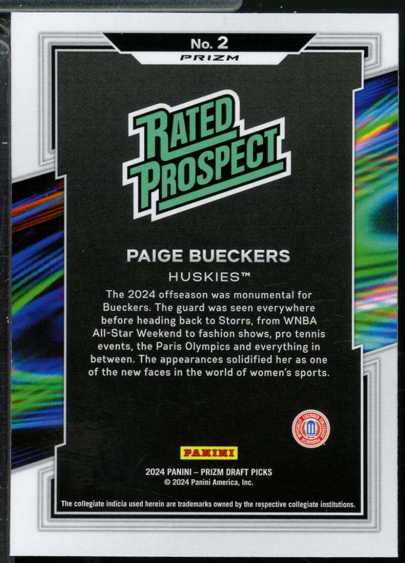 Paige Bueckers Card 2024 Panini Prizm Draft Picks Rated Prospect Green #2  Image 2