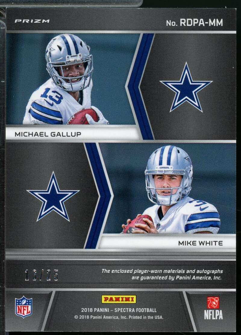 Michael Gallup Mike White Rookie 2018 Panini Spectra Dual Patch Auto /25 #5  Image 2