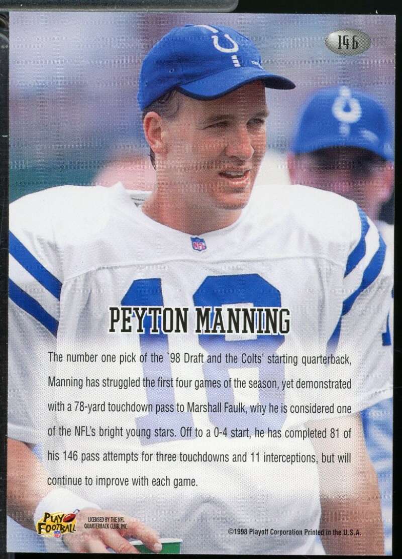 Peyton Manning Rookie Card 1998 Playoff Momentum Retail #146  Image 2