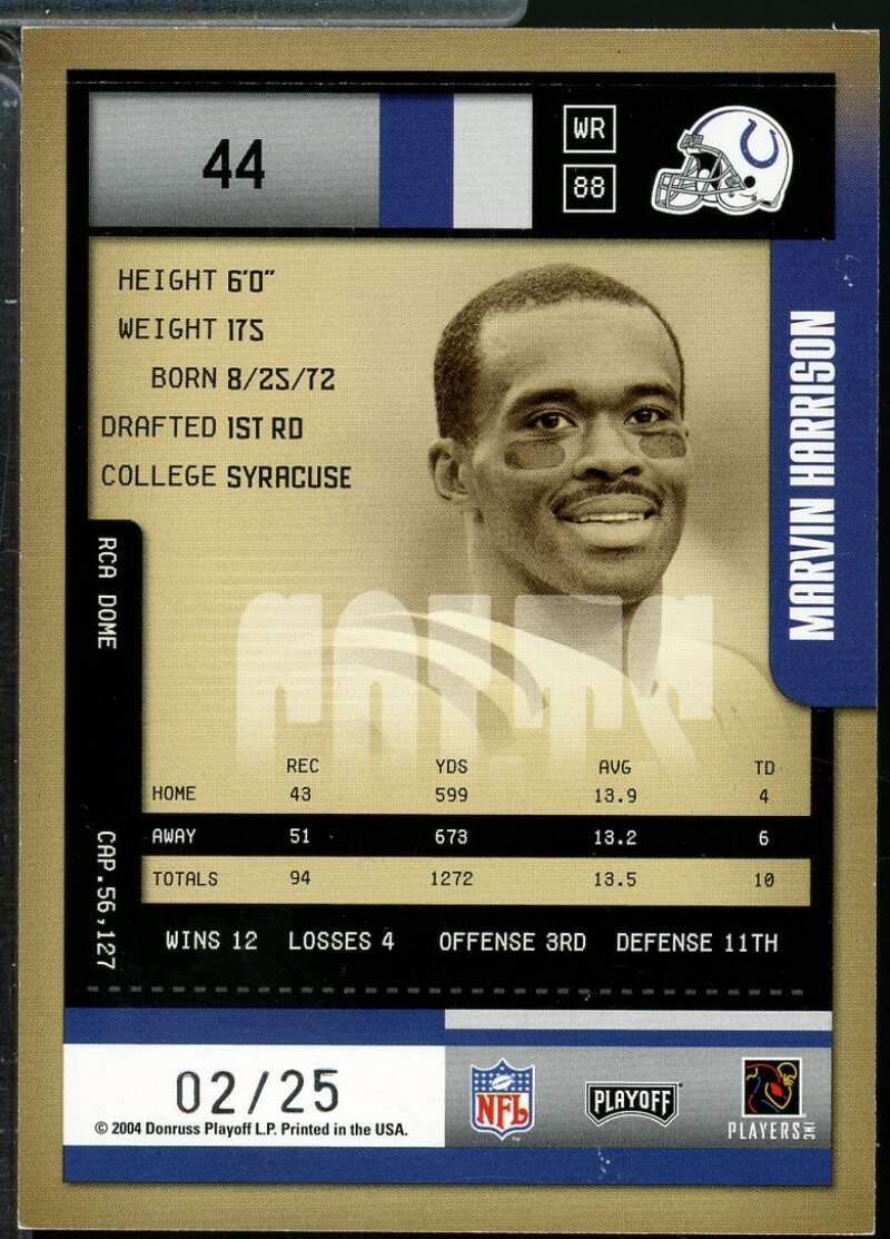Marvin Harrison Card 2004 Playoff Contenders Hawaii 2005 /25 #44  Image 2