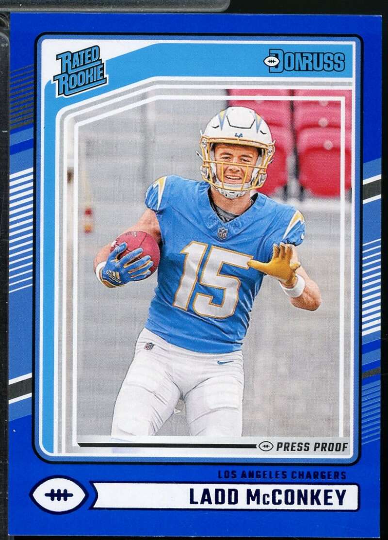Ladd McConkey Rookie Card 2024 Donruss Press Proof Rated Blue #328  Image 1