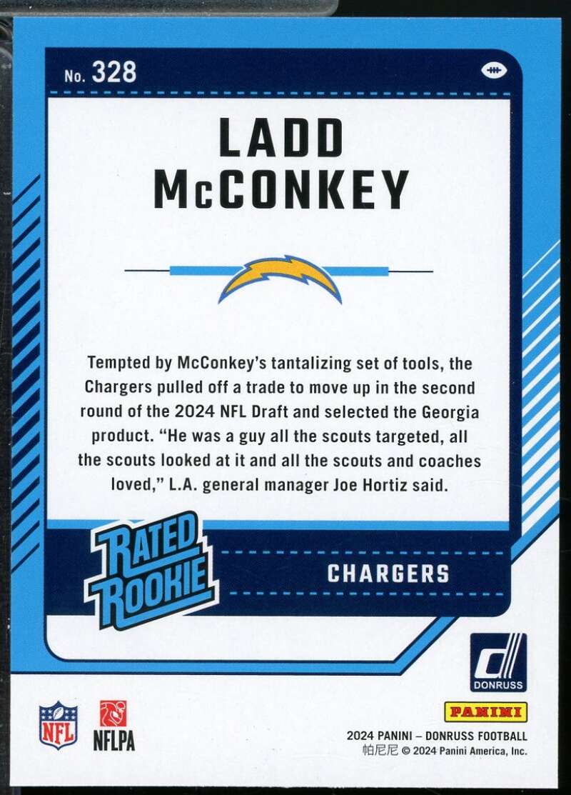 Ladd McConkey Rookie Card 2024 Donruss Press Proof Rated Blue #328  Image 2