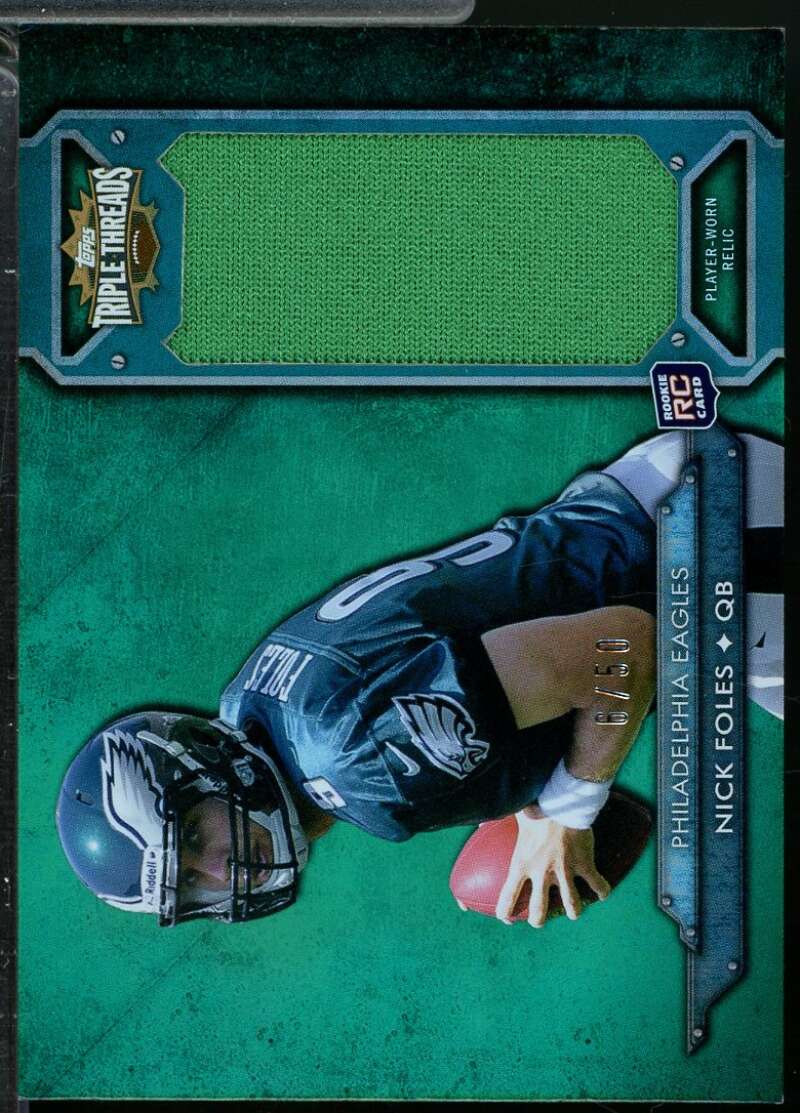 Nick Foles Rookie 2012 Topps Triple Threads Jumbo Jersey Relics Emerald /50 #39  Image 1