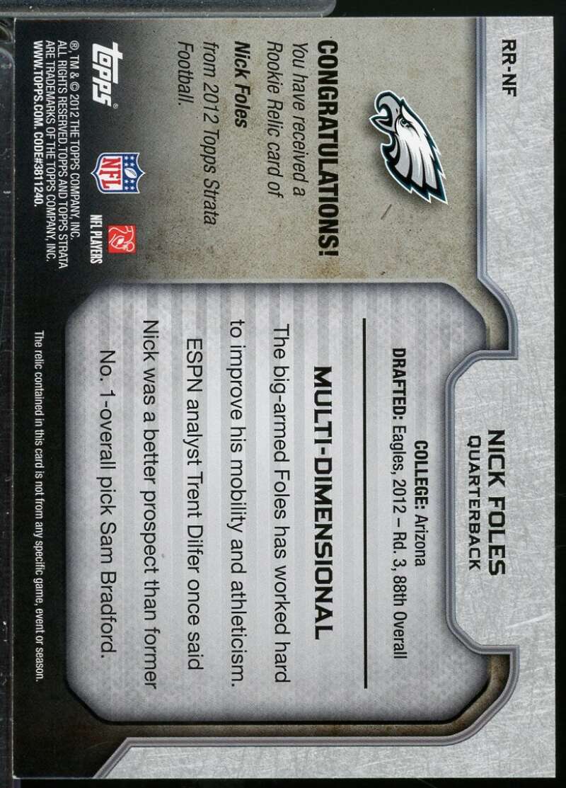 Nick Foles Rookie Card 2012 Topps Strata Jerseys /296 #RRNF  Image 2