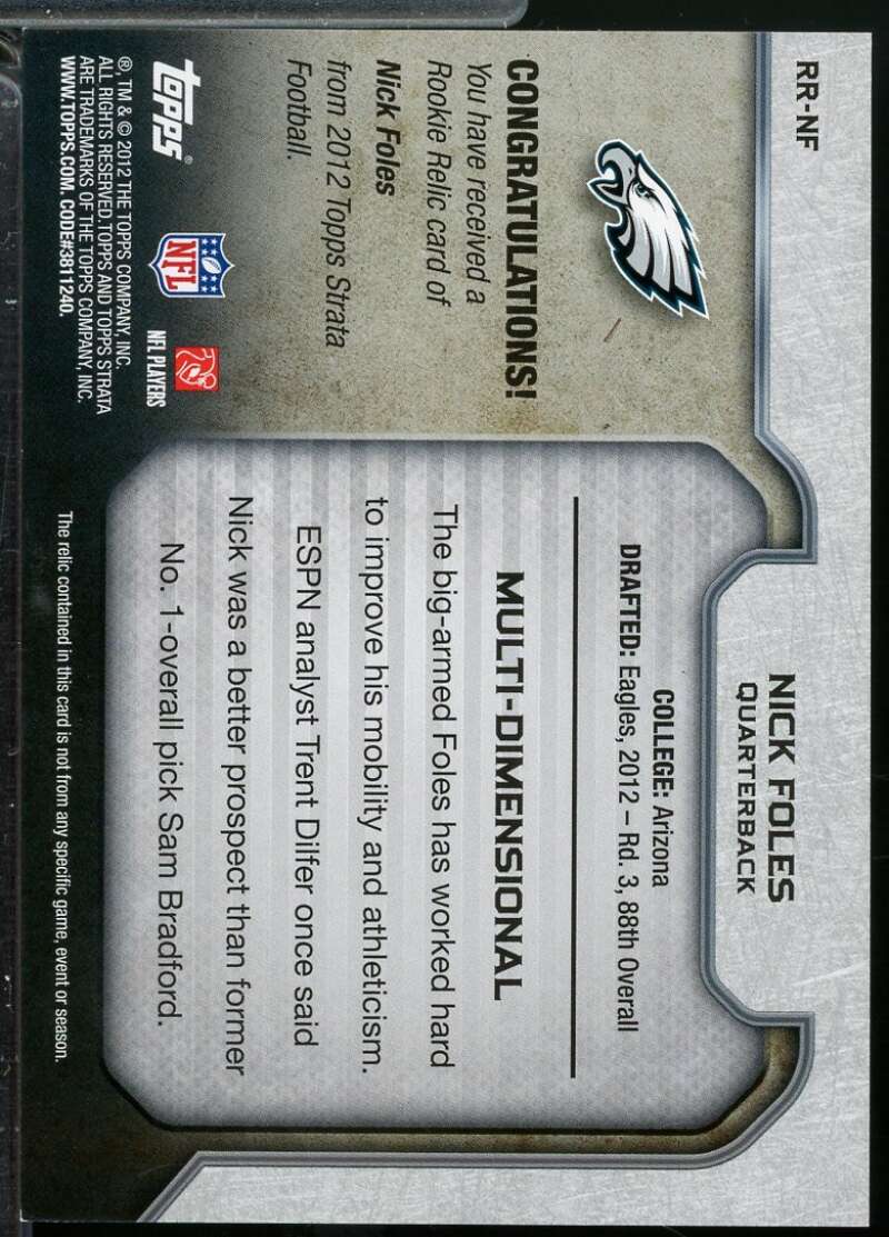 Nick Foles Rookie Card 2012 Topps Strata Jerseys Bronze /150 #RRNF  Image 2