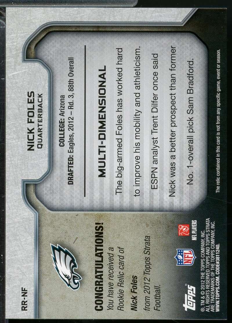 Nick Foles Rookie Card 2012 Topps Strata Jerseys Green Patch /65 #RRNF  Image 2
