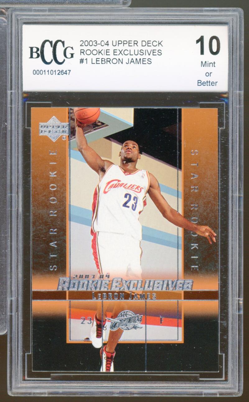 2003-04 Upper Deck Rookie Exclusives #1 Lebron James Rookie BGS BCCG 10 Mint+ Image 1