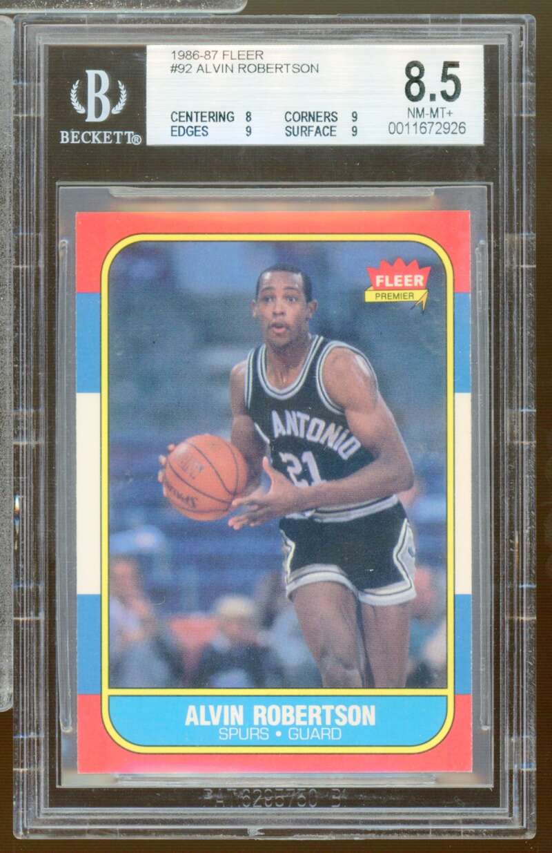Alvin Robertson Rookie Card 1986-87 Fleer #92 BGS 8.5 Image 1