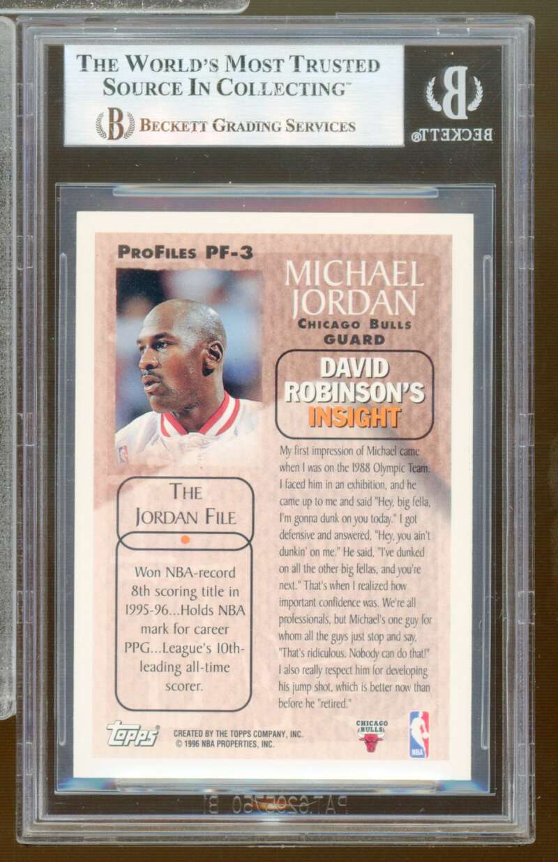 Michael Jordan Card 1996-97 Topps Pro Files #PF-3 BGS 9 Image 2