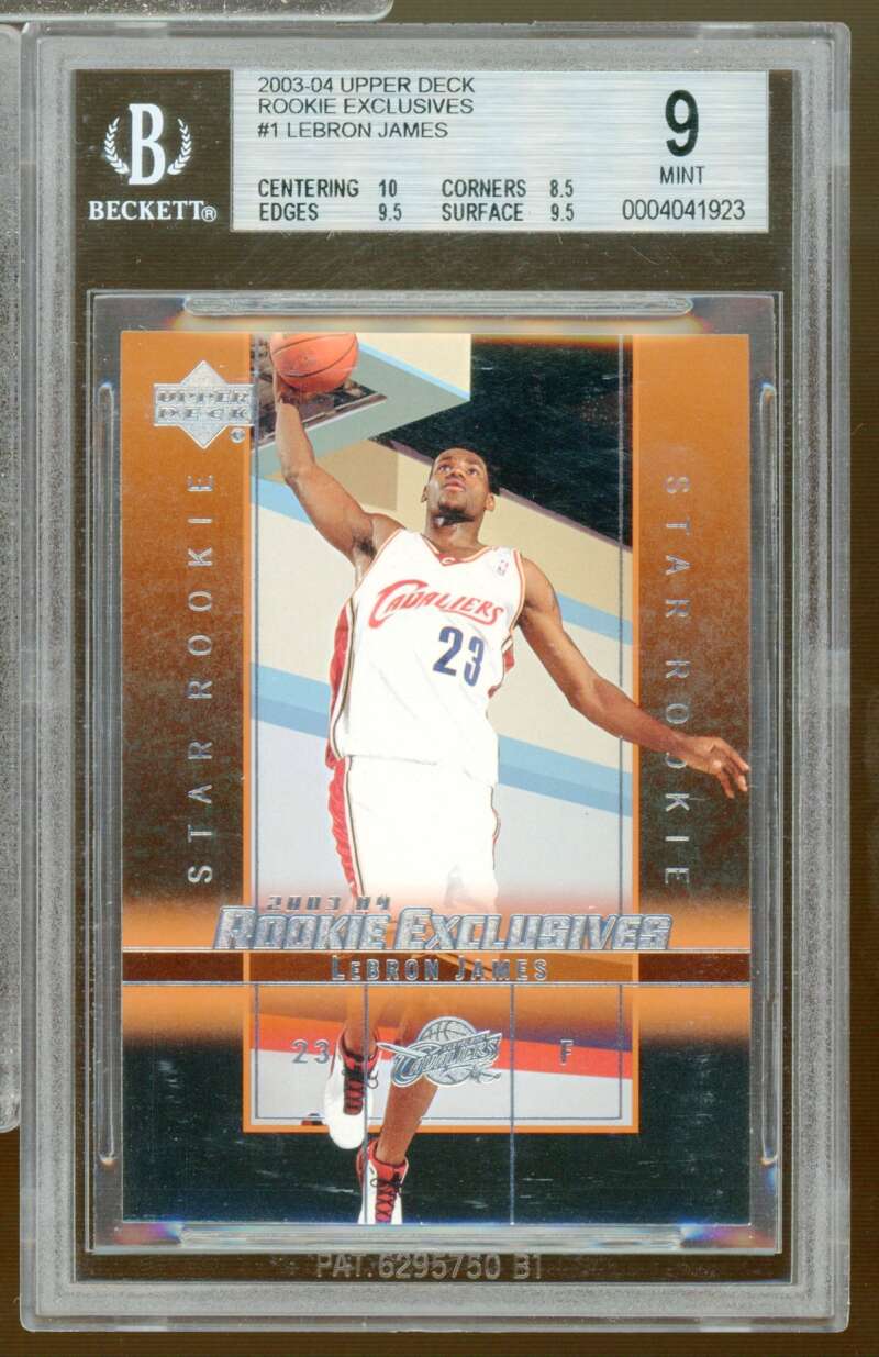 LeBron James Rookie Card 2003-04 Upper Deck Rookie Exclusives #1 BGS 9 Image 1