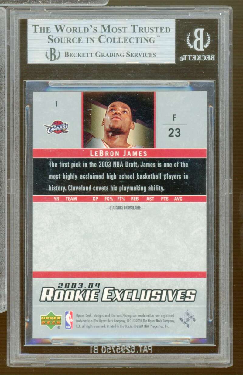 LeBron James Rookie Card 2003-04 Upper Deck Rookie Exclusives #1 BGS 9 Image 2
