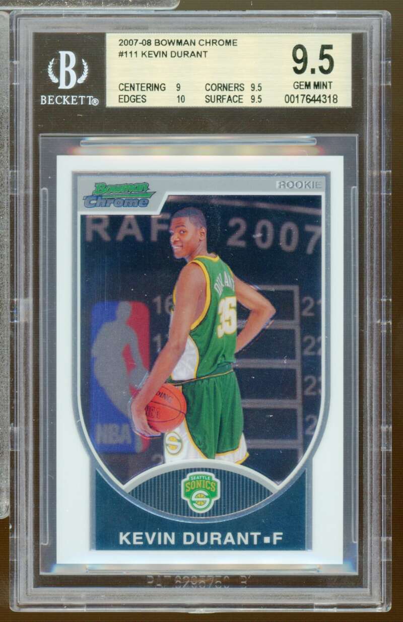 Kevin Durant Rookie Card 2007-08 Bowman Chrome #111 BGS 9.5 Image 1