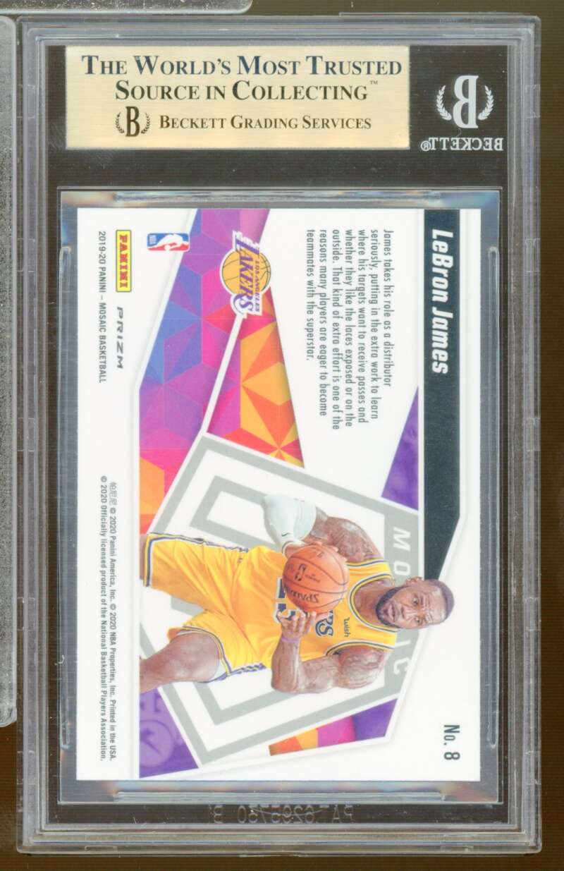 LeBron James Card 2019-20 Panini Mosaic Give Go Mosaic #8 BGS 9.5 Image 2