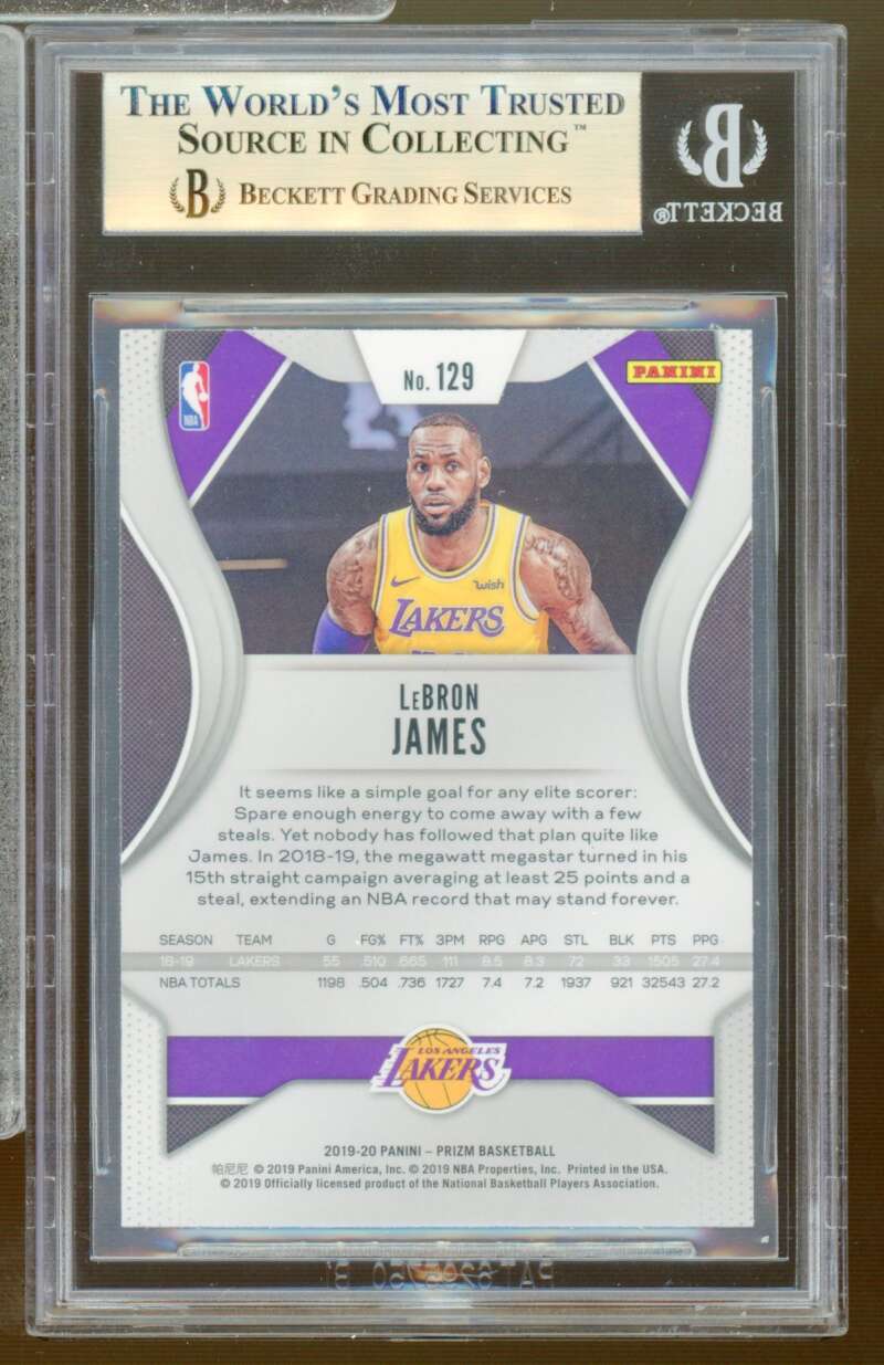 LeBron James Card 2019-20 Panini Prizm #129 BGS 9.5 Image 2