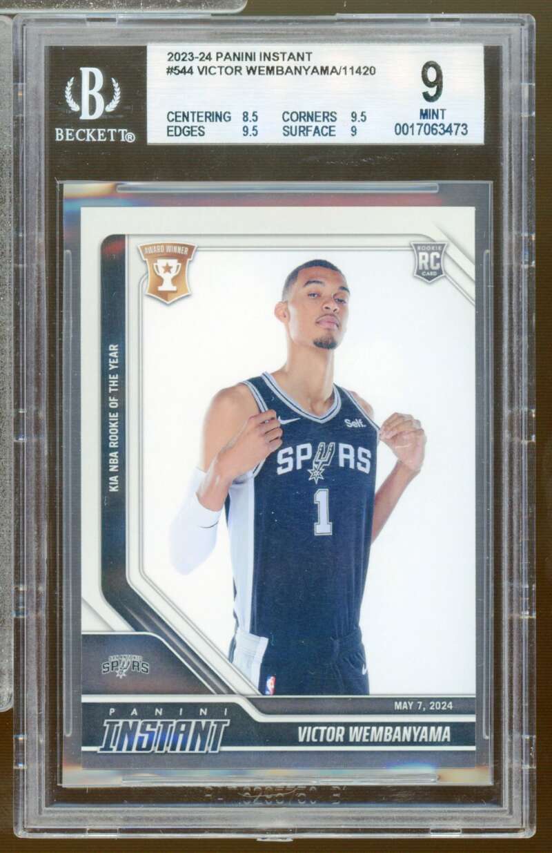 Victor Wembanyama Rookie Card 2023-24 Panini Instant #544 BGS 9 Image 1