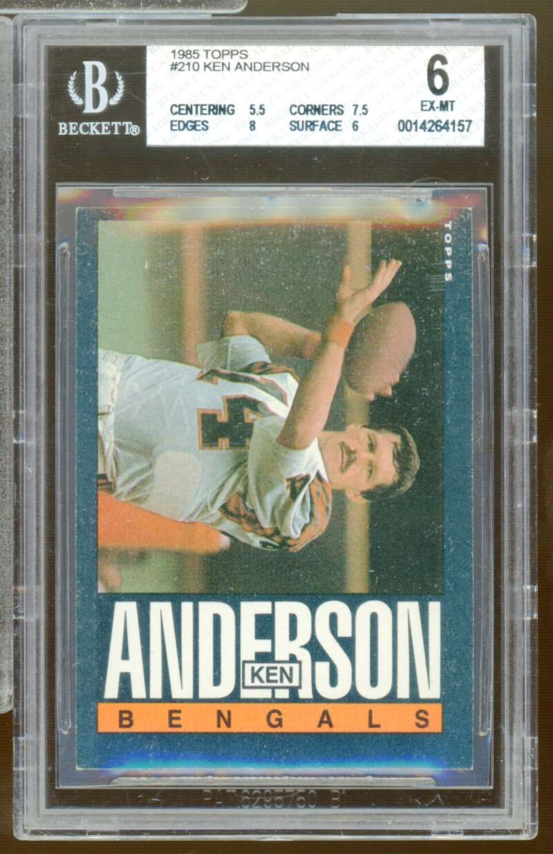 Ken Anderson Card 1985 Topps #210 BGS 6 Image 1