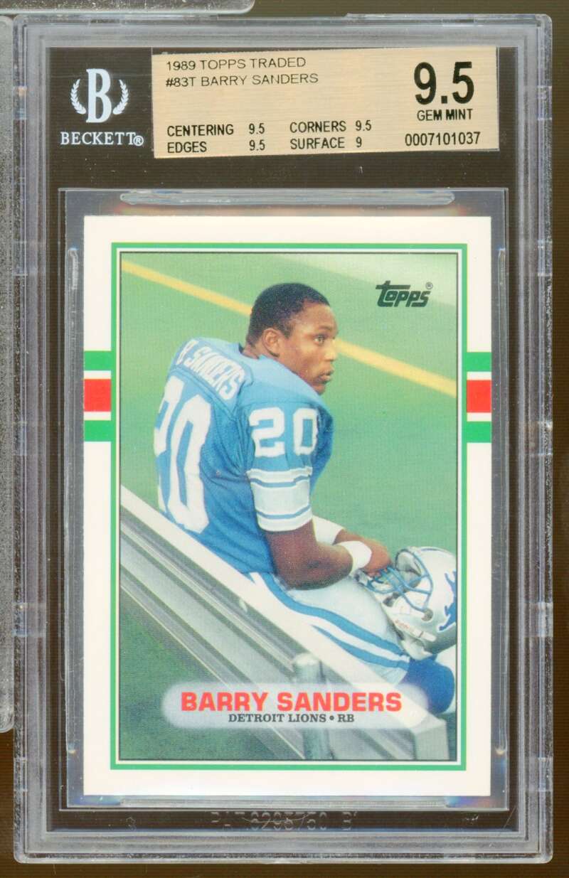Barry Sanders Rookie Card 1989 Topps Traded #83T BGS 9.5 Image 1