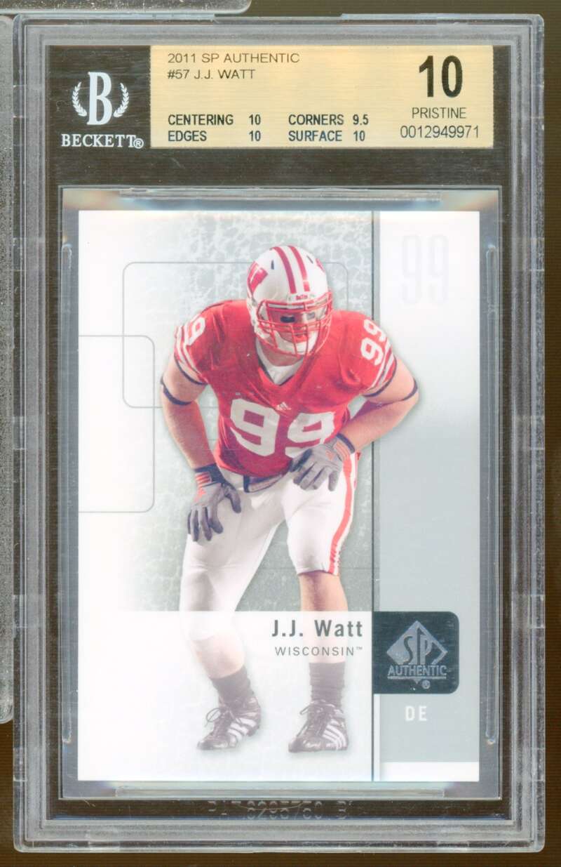 J.J. Watt Rookie Card 2011 SP Authentic #57 (PRISTINE) BGS 10 Image 1
