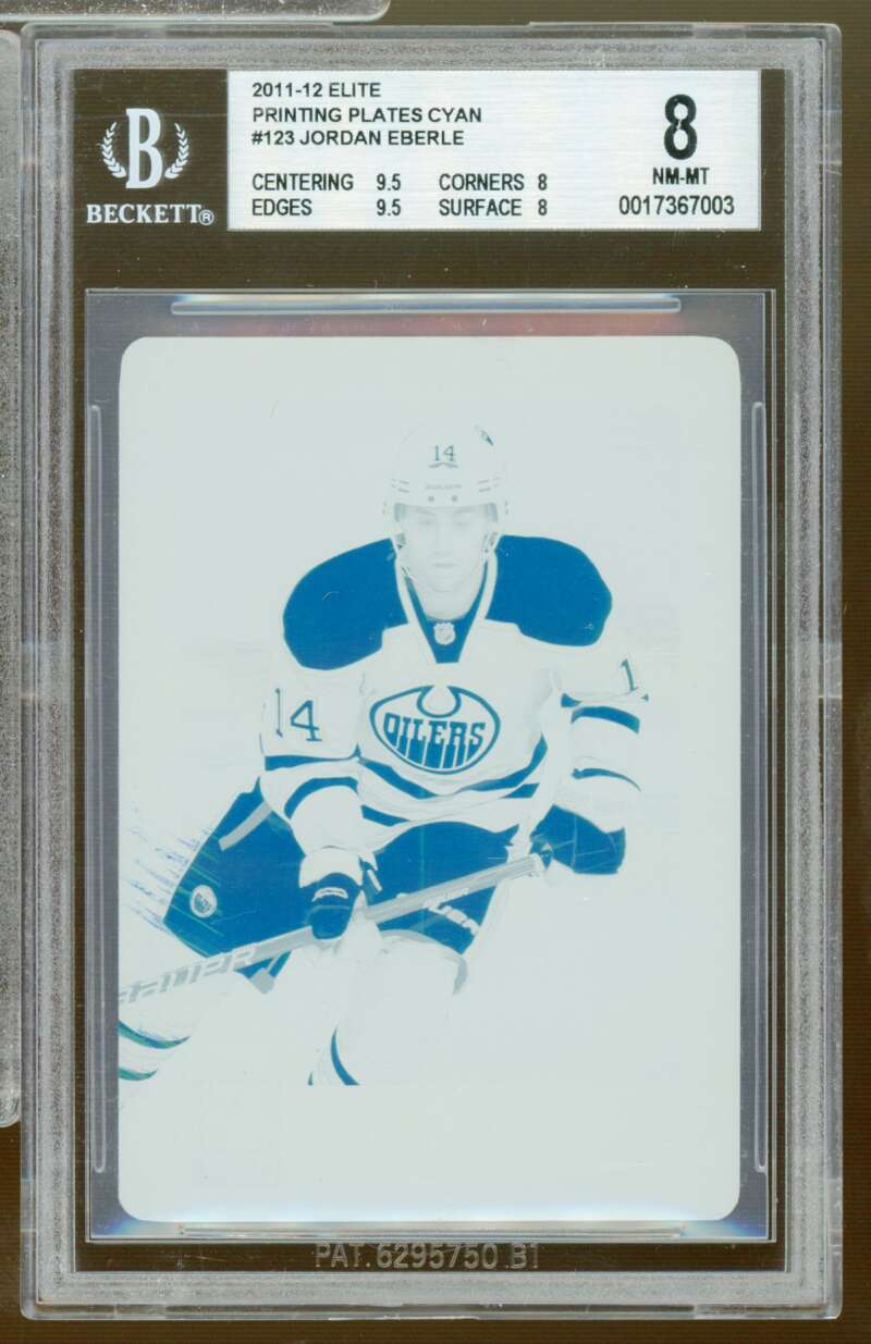 Jordan Eberle Rookie 2011-12 Elite Printing Plates Cyan (1 of 1) #123 BGS 8 Image 1