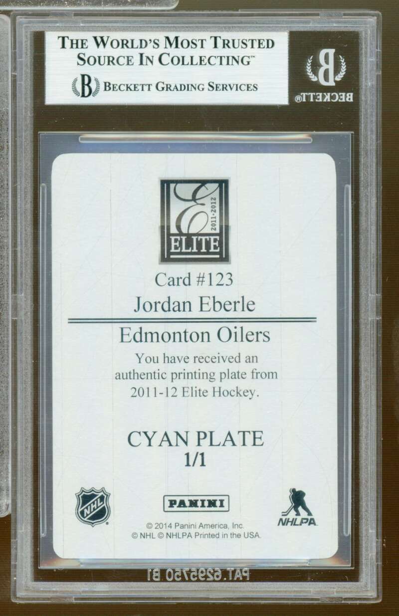 Jordan Eberle Rookie 2011-12 Elite Printing Plates Cyan (1 of 1) #123 BGS 8 Image 2