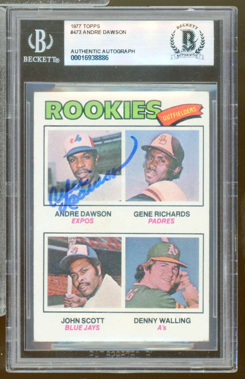 Andre Dawson Rookie Card 1977 Topps #473 BGS BVG Authentic Autograph Image 1