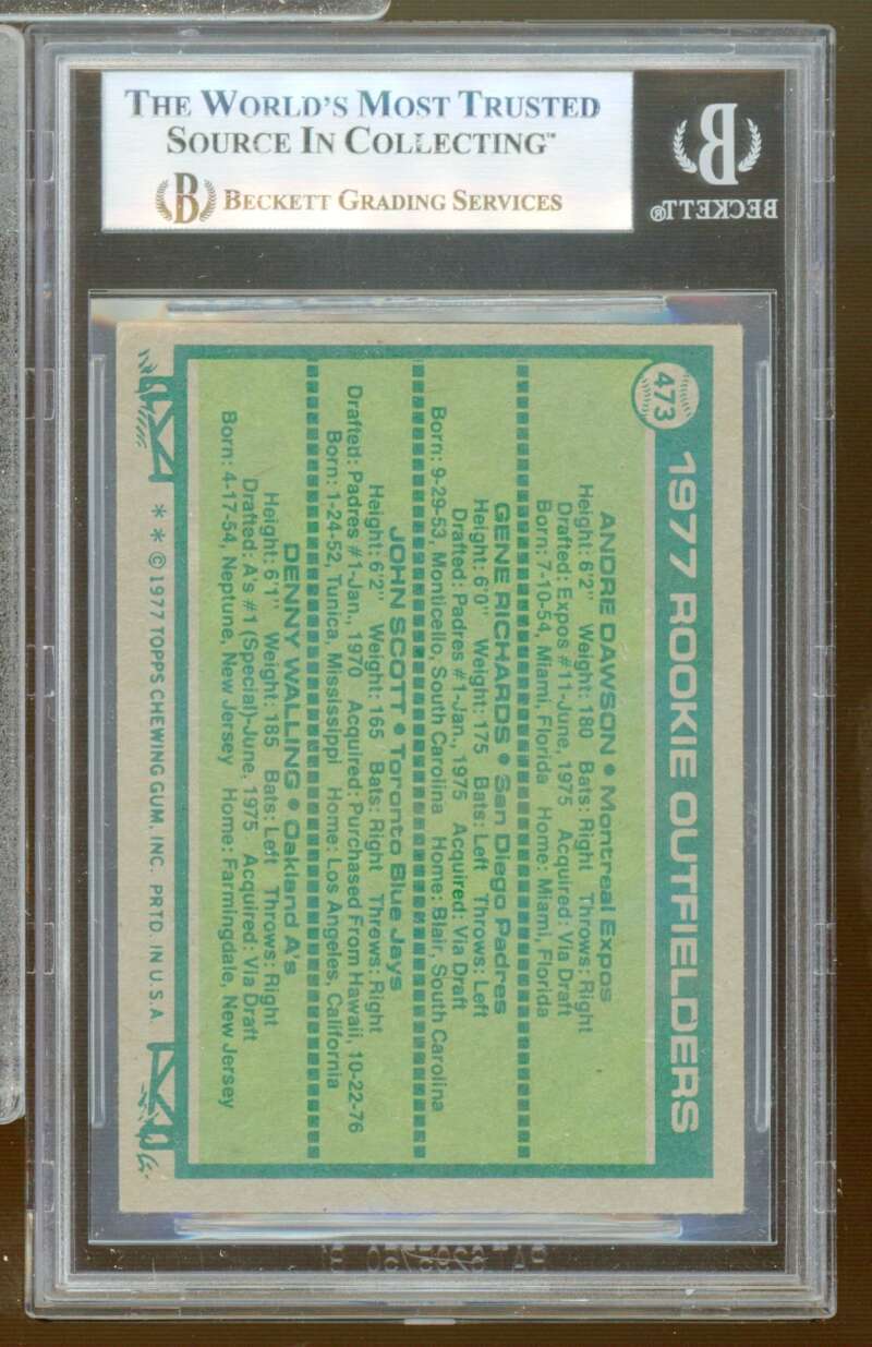 Andre Dawson Rookie Card 1977 Topps #473 BGS BVG Authentic Autograph Image 2