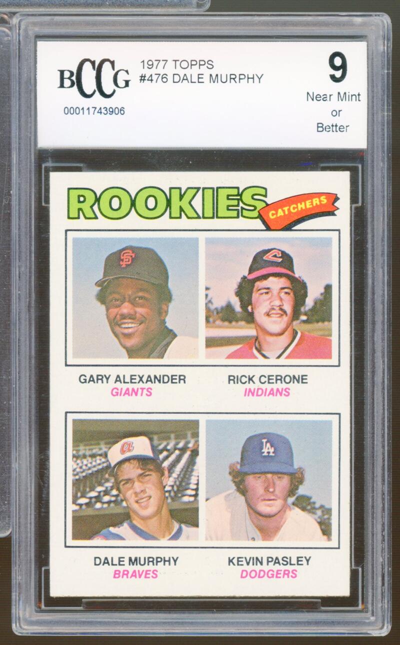 1977 Topps #476 Dale Murphy Rookie Card BGS BCCG 9 Near Mint+ Image 1