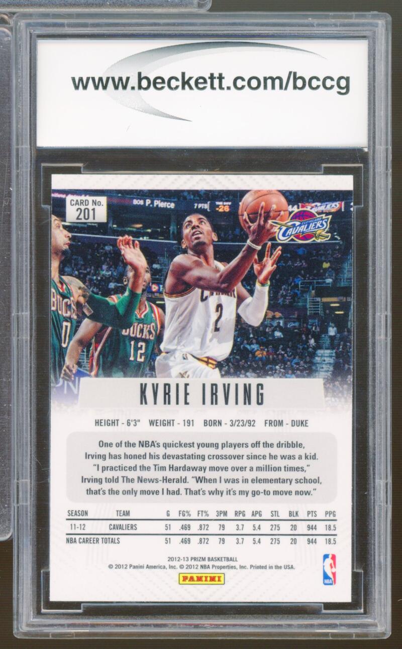 2012-13 Panini Prizm #201 Kyrie Irving Rookie Card BGS BCCG 10 Mint+ Image 2