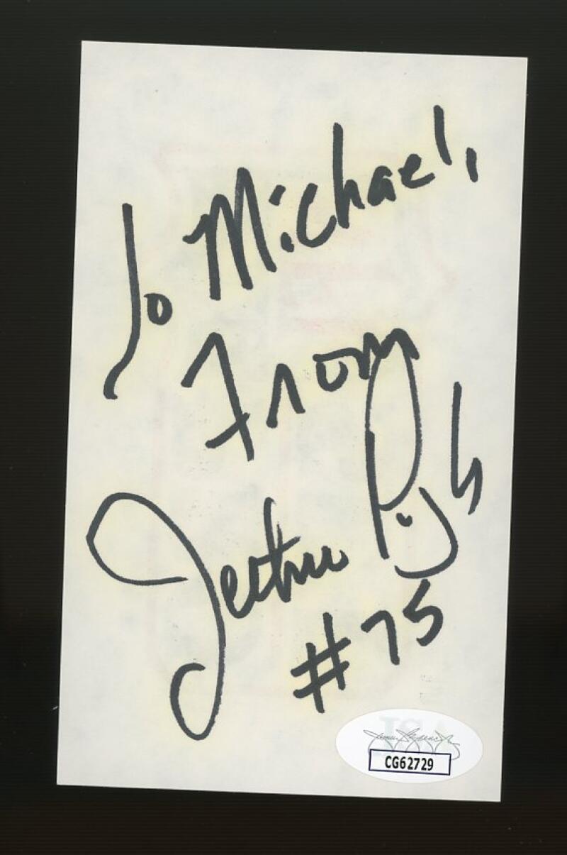 Jethro Pugh Cowboys Signed Autographed 3x5 Index Card JSA Authentic Image 1