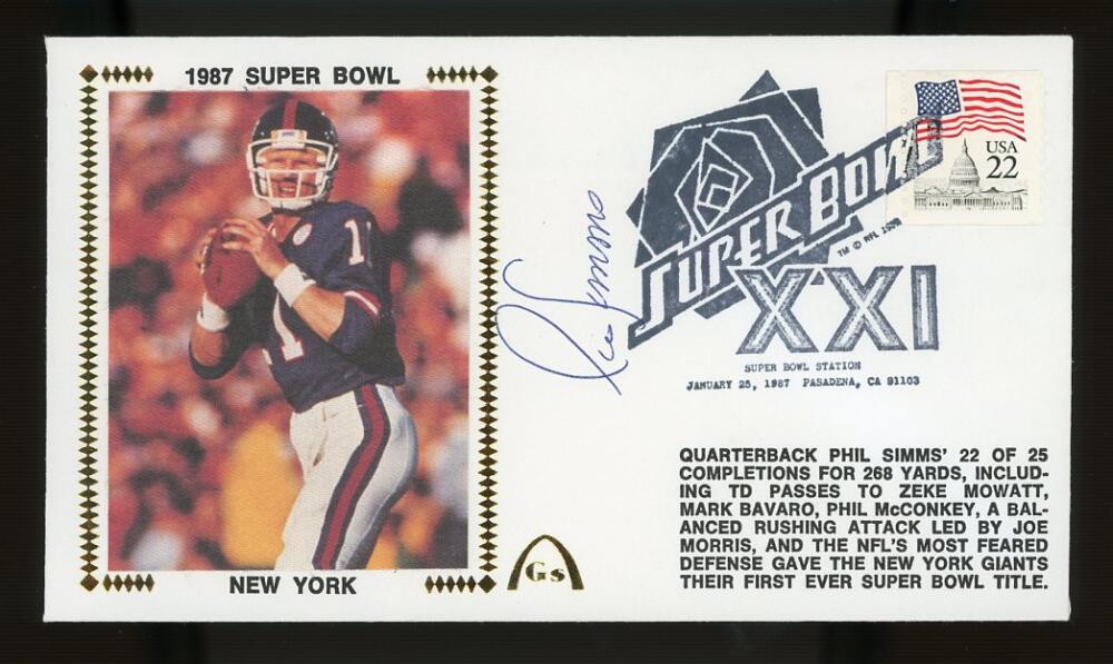 Phil Simms Giants Signed Autographed 3.5x6 Envelope Photo JSA Authentic Image 1