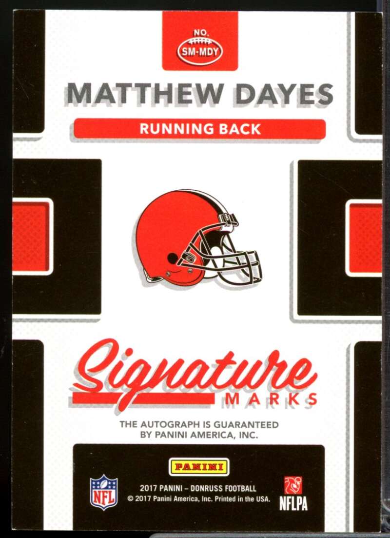 Matthew Dayes Card 2017 Donruss Signature Marks Autograph #93  Image 2